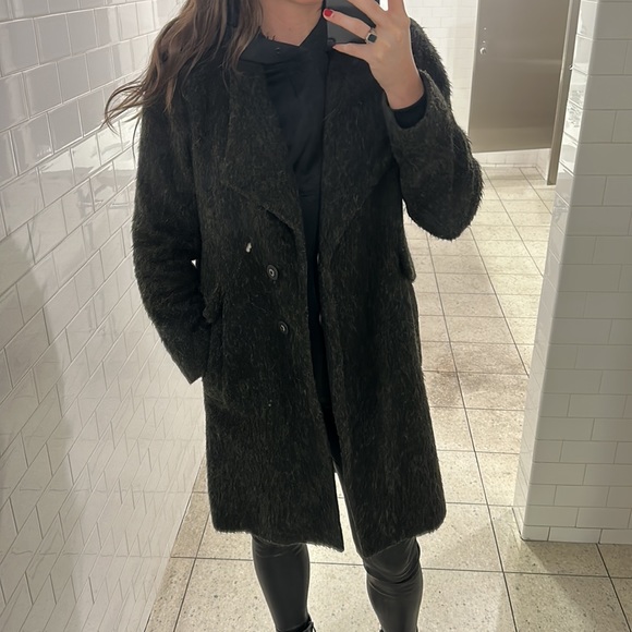 TYLER WOOL WRAPOVER COAT IN BROWN French connection size 6 - Picture 7 of 8